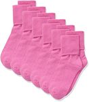 Jefferies Socks Little Girls' Seamless Turn Cuff Socks (Pack of 6), Bubblegum, Medium