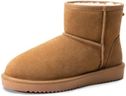 DREAM PAIRS Snow Boots for Women Genuine Suede Faux Fur Lining Classic Water Resistant Anti-Slip Warm Winter Booties Slip On Memory Foam Comfort Short Ankle Boots FuzzyClassic Ⅱ Low Boots,Size 8,Chestnut,SDSB2432W