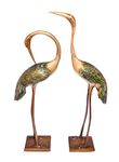 Two Moustaches Love Cranes Pair Brass Flamingo Showpiece Pair (Bending Crane : 6.5 x 3.5 x 18 Inches, Upright Crane : 8.5 x 3.5 x 20 Inches) (Multicolour)(Set of 1)