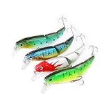 OriGlam 4pcs Jointed Fishing Lures, Multi Jointed Lifelike Swimbaits Hard Crankbaits, Topwater Bait Slow Sinking Hard Lure Fishing Tackle for Bass Pike Muskie Freshwater Saltwater