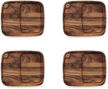 Ironwood Gourmet Fort Worth Steak Plate with Juice Channel, Acacia Wood, Set of 4