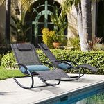 mansion home Outdoor Lounge Chairs, Chaise Lounge for Patio & Lawn, Pool Lounge Chairs Set of 2 with Removable Pillow, Dark Grey