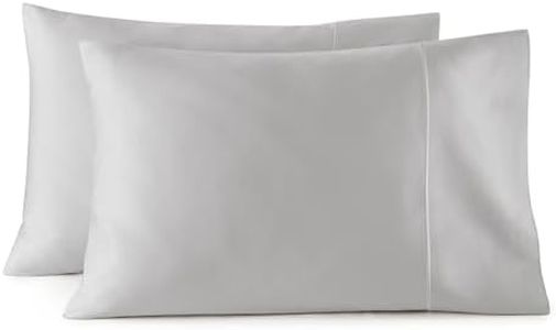 Whisper Organics 100% Organic Cotton Pillow Case Set, 500 Thread Count - GOTS Certified (King, Grey)