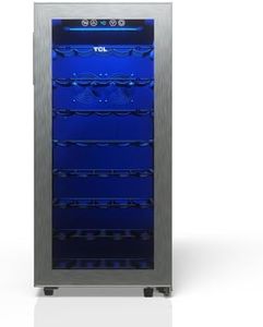 TCL 38 Bottle 3.4 Cu Ft Wine Cooler, Freestanding Mini Fridge with Glass Doors, Low Noise Operation, Digital Controls & LED Lighting