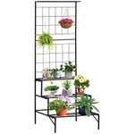 Outsunny 3-Tier Hanging Plant Stand with Grid Panel, Planter Shelves Flower Pot Organizer Rack, Multiple Flower Pot Display Holder Shelf