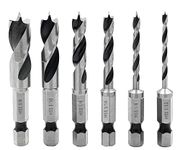 1/4" Hex Shank Brad Point Stubby Drill Bit Set 3/32, 1/8, 3/16, 1/4, 5/16，3/8