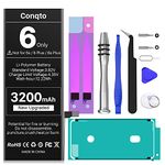 [3200mAh] Battery for iPhone 6, (2023 New Version) Conqto New Upgraded High Capacity 0 Cycle Replacement Battery for iPhone 6 A1586,A1589,A1549 with Full Set Repair Tool Kit, Adhesive & Instructions