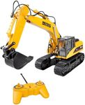 Sunnydaze Dig and Drive Remote Control Excavator Toy - 1:20 Scale Light-Up RC Construction Vehicle with Controller - Ages 3 and Up