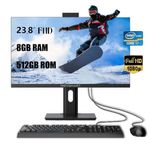 Desktop Computer All-in-one PC 23.8" HD IPS Display All-in-one Computer 8GB RAM 512GB ROM SSD,Pop-up Webcam Liftable 90° Rotating Screen Keyboard Mouse Dual-Band WiFi & Bluetooth