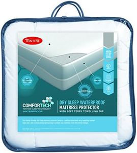 Tontine Comfortech Dry Sleep Waterproof Mattress Protector, King Single – Soft Terry Towelling with Non-Crinkle Backing – 50cm Stretch Fitted Skirt – Hypoallergenic, Breathable and Machine Washable