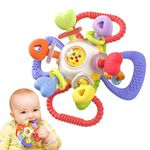 Infinno Baby Teething Toys with Pull Ring & Rattle Spinner for 0-12 Months - BPA-Free Silicone Teether for Babies 6-12 Months - Interactive Spinning Sensory Toy - Gift for Baby Boys & Girls