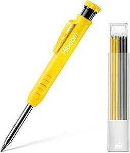 Solid Carpenter Pencil Set for Construction with 7 Refills Built-in Sharpener, Long Nosed Deep Hole Mechanical Pencil Marker for Carpenter Scriber Woodworking Architect Father's Day Gift (Yellow)