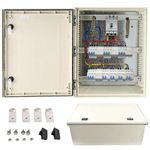 Amman Electrical Junction Box 60x 40 x 23CM with Hinges and Latches， Indoor/Outdoor Waterproof Fiberglass IP66 Wall Mounted Large Electrical Enclosure