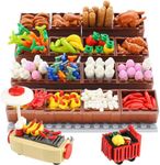 BrickBounty 190pcs City-Supermarket-Kitchen Bricks Compatible with Major Brands Fruits-Apple Ice-Cream-Sundae-Capcake-Sweet Cones Turkey-Chicken-Hotdog-Shopping-Trolley DIY-Picnic-Toys for Kids