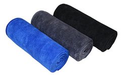 MAYOUTH Microfibre Sports Towels Fast Drying & Absorbent Gym Towel Workout Sweat Towels for Gym Fitness,Yoga, Camping 3-Pack 40cm X80cm (Black + Dark Blue+ Grey 3-pack, 40cm X 80cm)