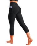 Queenie Ke BareLuxe Capri Leggings for Women 19" Butt Scrunch High Waisted Workout Yoga Pants with Pockets Tummy Control Black M