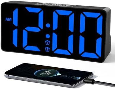 Alarm Clock for Bedroom, 7 In Large Display Digital Clock with Dual Alarms&USB Charger Ports,Night Light,Battery Backup,Adjustable Brightness&Volume,DST, Loud Desk Clock for Kid Boy Girl Heavy Sleeper