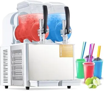 GarveeTech Commercial Slushie Machine - 4Lx2 Dual Tanks, 370W Stainless Steel, Self-Cleaning, Perfect for Frozen Drinks & Snow Melting, Ideal for Home, Coffee Shops & Restaurants White