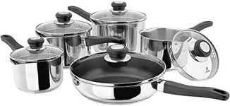 Judge Vista J3C2 5 Piece Saucepan Set with Draining Lids, Induction Ready - Stainless Steel