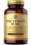 Solgar Zinc Citrate 30mg - Healthy Skin, Hair & Nails - Antioxidant - Healthy Brain Function - Vegan - 100 Vegetable Capsules