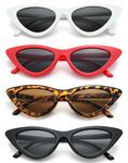 Unning 4 Pack Small Retro Cat Eye Sunglasses Vintage Narrow Sunglasses Set Skinny Party Glasses for Women