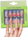 PaintLab Press-On Nails Manicure Kit, Melted Popsicle, 24-Piece Set, Long-Lasting Fake Nails with Glue, File, Prep Pad & Cuticle Stick