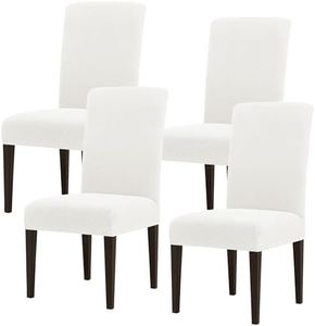 SUBRTEX Dining Room Chair Slipcovers Parsons Chair Covers Set of 4 Stretch Dining Chair Covers Removable Washable Kitchen Chair Covers Chair Protector Covers for Dining Room,Party,Hotel(Creme)