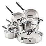 KitchenAid - 5-Ply Clad Polished Stainless Steel 10-Piece Cookware Pots and Pans Set, Induction Cooktop Compatible