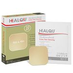 Healqu Hydrocolloid Wound Dressing - 10x10 cm Thin - Box of 10 Large Bandages - Sterilized Bordered Hydrocolloid Patches for Bed Sores, Abrasions, and More - Waterproof and Absorbent with Protective