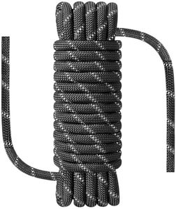 NorthPada 3/8 in (10mm) x 98 ft (30Meter) Static Outdoor Climbing Rope, Nylon Heavy Duty Rope, Arborist Tree Work Rope, Marine Anchor Boat Rope, Rappelling Emergency Rope, Suspension Swing Rope, Black