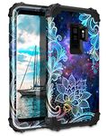 Casetego Compatible Galaxy S9 Plus Case,Floral Three Layer Heavy Duty Hybrid Sturdy Armor Shockproof Full Body Protective Cover Case for Samsung Galaxy S9 Plus,Mandala