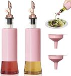 MIAO'ER Olive Oil Dispenser for Kitchen, Oil and Vinegar Dispenser Set of 2, Rose Gold Stainless Steel Spout, Pink Kitchen Decor, 300ml/10oz Kitchen Accessories for Cooking, Salad, Frying
