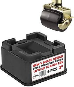 iPrimio V Shape Black Square Bed & Furniture Riser – 2 Inch Lift and Supports Over 8,000 Pounds – Anti Slip Grip to Castor Wheels - for Couch, Desk, Tables, Chairs-Floors, Stackableace (6, Black)