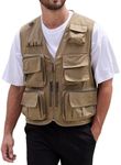 Yimoon Men’s Utility Vest Summer Outdoor Lightweight Cargo Safari Fishing Vests Travel Vest with Pockets, 01khaki, 3X-Large