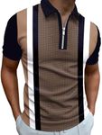 Man Golf Zip Polo Printed Short Sleeve Graphic Bowling Shirt Golf Polo Shirt S