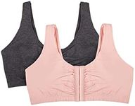 Fruit of the Loom Women's Front Close Sports Bra, Blushing Rose/Charcoal Heather, 34