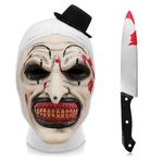 Adults Terrifier Clown Mask, Horror Bloody Latex Cosplay Mask, Full Face Mask Cosplay for Halloween Carnival Theme Party Stage Performance