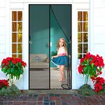 Screen Doors with Magnets, 165x245 cm, Hands Free Magnetic Screen Door with Mesh Curtain and Full Frame Hook & Loop, Retractable Screen Door, Black [New-Version]