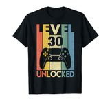 Level 30 Unlocked Shirt Funny Video Gamer 30th Birthday Gift T-Shirt