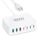 USB C Charger Block, 180W GaN 7 Port USB Charging Station Wall Charger PD 65W Laptop Power Adapter Wall Plug, USB C Block Charging Hub for MacBook Pro/Air,DELL,iPhone 16/15/14/13,iPad,Galaxy S24/S23
