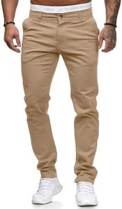 ALLABREVE Men's Chinos Casual Dress Pants Slim Fit Skinny Stretch Flat-Front Lightweight Comfort Slacks (Khaki,30W*30L)