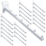 Tatuo 20 Pack 15.75 Inch 6 Ball Waterfall Slatwall Hooks Accessories Hanging Board Metal Heavy Duty Slatwall Slat Wall Hooks Pegs Panel for Clothing Retail Garage Shop Display (White)