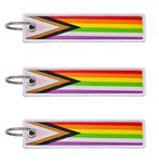 LLBFHH 3 Pcs Progress Pride Rainbow Flag Keychain,Woven label Key Chains for Car Keys,Fabric Key Chains Men and Women,Used for Various Decorations., Pride in Progress, Small