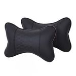 Lurowo 2 Pack PU Leather Car Neck Pillow Pad Breathable Auto Seat Head Neck Rest Cushion Headrest Support Car Interior Accessories,Black