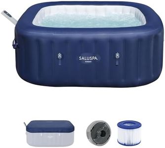 Bestway SaluSpa Hawaii Smart AirJet Inflatable Hot Tub Square Portable 4 to 6 Person Spa with 140 AirJets, App Control and EnergySense Cover, Blue