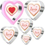 Crethink 6 Pieces Heart Shape Cookie Cutter Set Stainless Steel Cookie Cutters for Baking/Cake Decorations/Sandwich/Bento