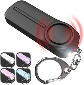 Personal Alarm Keychain for Women Self Defense - Loud Safety Whistle Alert Device with LED Light – 130 dB Emergency Security Handheld Siren Key Chain by WETEN, Black