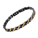 HyyMe Women's Ultra Strength Magnetic Bracelet, Therapeutic Bracelets for Women, Men's Magnetic Bracelets with 3500 Gauss Magnets, Hypoallergenic Stainless Steel Therapy Jewelry with Gift Box Adjustable Design (Black)