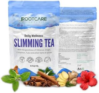 Rootcare Organics Slimming Tea | Herbal Blend with Green Tea, Hibiscus, Ginger & Cinnamon | Supports Weight Management | Natural Detox & Anti-Inflammatory | 100% Organic | 100g Pack