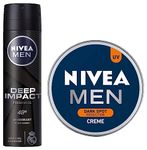 NIVEA Men Crème, Dark Spot Reduction, Non Greasy Moisturizer, Cream with UV Protect, 75 ml & Nivea Deep Impact Freshness Deodorant for Men, 150 milliliters